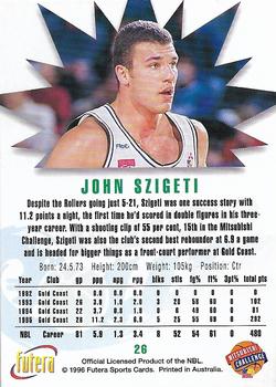 1996 Futera NBL #26 John Szigeti Back