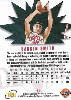 1996 Futera NBL #31 Darren Smith Back