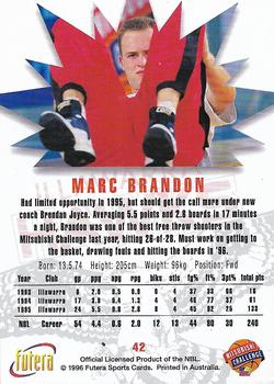 1996 Futera NBL #42 Marc Brandon Back