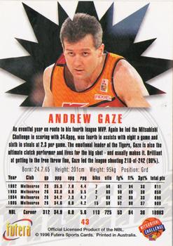 1996 Futera NBL #43 Andrew Gaze Back