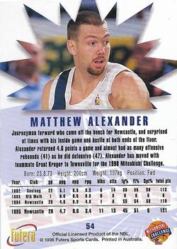 1996 Futera NBL #54 Matthew Alexander Back