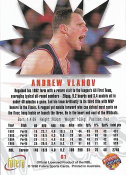 1996 Futera NBL #61 Andrew Vlahov Back