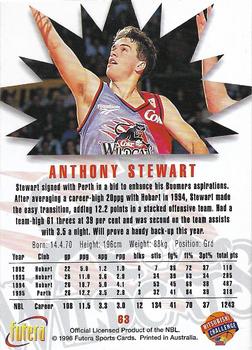 1996 Futera NBL #63 Anthony Stewart Back
