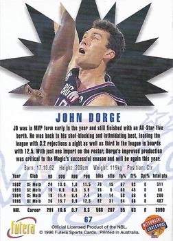 1996 Futera NBL #67 John Dorge Back
