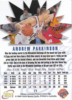 1996 Futera NBL #71 Andrew Parkinson Back