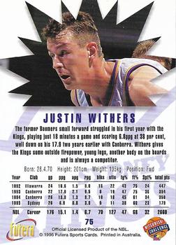 1996 Futera NBL #75 Justin Withers Back