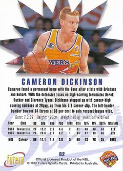 1996 Futera NBL #82 Cameron Dickinson Back