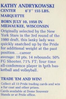 1980-81 New Orleans Pride WBL #1 Kathy Andrykowski Back