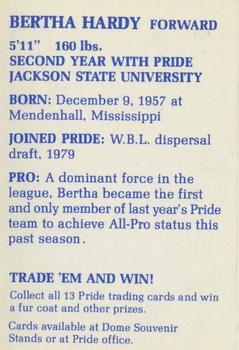 1980-81 New Orleans Pride WBL #9 Bertha Hardy Back