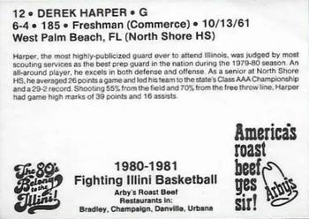 1980-81 Illinois Fighting Illini #3 Derek Harper Back