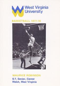 1977-78 West Virginia Mountaineers Schedule #4 Maurice Robinson Front