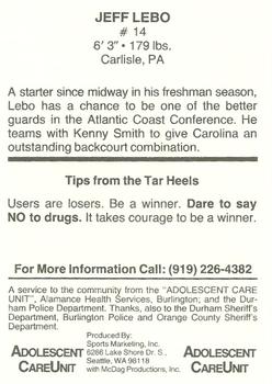 1986-87 North Carolina Tar Heels Police #NNO Jeff Lebo Back