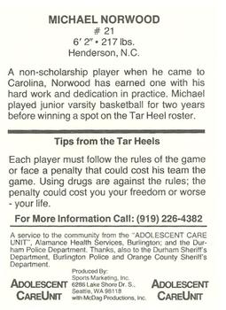 1986-87 North Carolina Tar Heels Police #NNO Michael Norwood Back