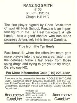 1986-87 North Carolina Tar Heels Police #NNO Ranzino Smith Back