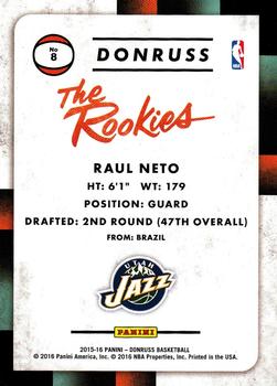 2015-16 Donruss - The Rookies #8 Raul Neto Back