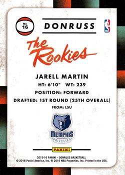 2015-16 Donruss - The Rookies #16 Jarell Martin Back