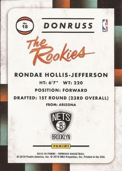2015-16 Donruss - The Rookies #18 Rondae Hollis-Jefferson Back