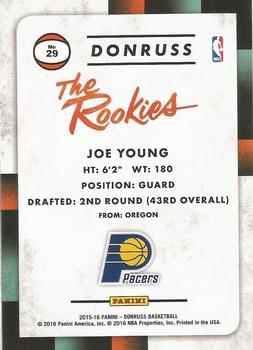 2015-16 Donruss - The Rookies #29 Joe Young Back