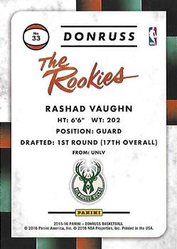 2015-16 Donruss - The Rookies #33 Rashad Vaughn Back