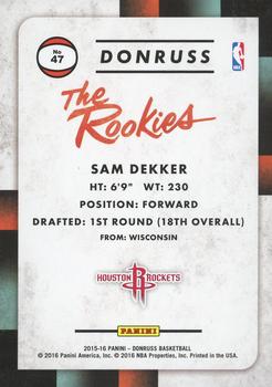 2015-16 Donruss - The Rookies #47 Sam Dekker Back