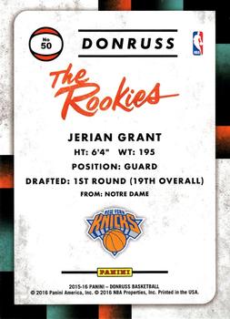 2015-16 Donruss - The Rookies #50 Jerian Grant Back