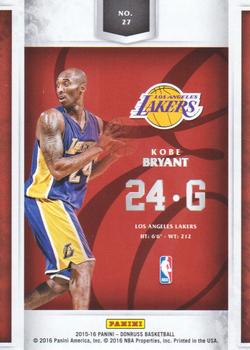 2015-16 Donruss - Elite Extra Edition #27 Kobe Bryant Back