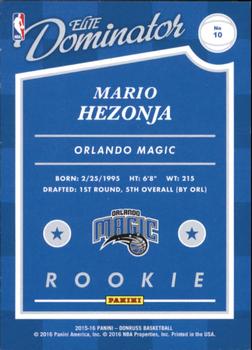 2015-16 Donruss - Elite Dominator Rookies #10 Mario Hezonja Back