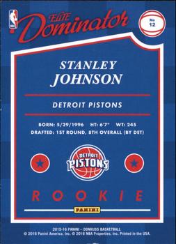 2015-16 Donruss - Elite Dominator Rookies #12 Stanley Johnson Back