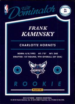 2015-16 Donruss - Elite Dominator Rookies #20 Frank Kaminsky Back