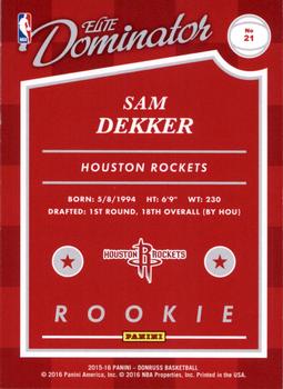 2015-16 Donruss - Elite Dominator Rookies #21 Sam Dekker Back