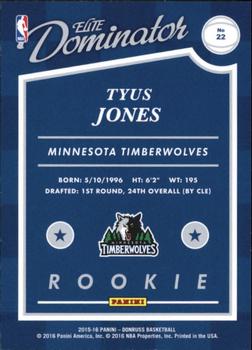 2015-16 Donruss - Elite Dominator Rookies #22 Tyus Jones Back