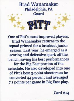 2009-10 Pittsburgh Panthers Team Issue #14 Brad Wanamaker Back