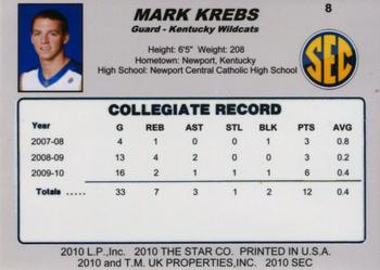 2009-10 Kentucky Wildcats (Unlicensed) #8 Mark Krebs Back