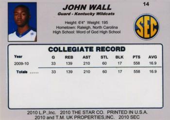 2009-10 Kentucky Wildcats (Unlicensed) #14 John Wall Back