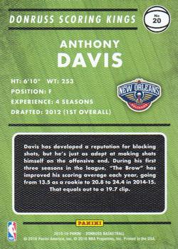2015-16 Donruss - Scoring Kings #20 Anthony Davis Back