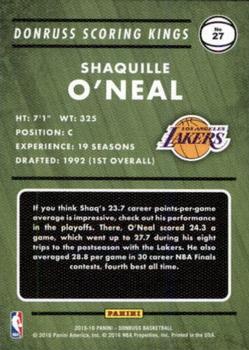 2015-16 Donruss - Scoring Kings #27 Shaquille O'Neal Back