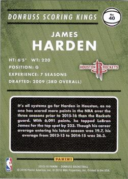 2015-16 Donruss - Scoring Kings #40 James Harden Back