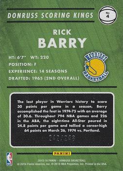 2015-16 Donruss - Scoring Kings Statline #4 Rick Barry Back