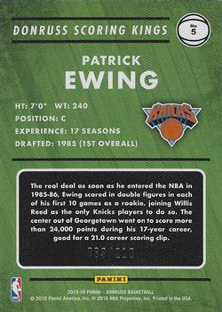 2015-16 Donruss - Scoring Kings Statline #5 Patrick Ewing Back