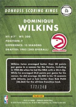 2015-16 Donruss - Scoring Kings Statline #33 Dominique Wilkins Back