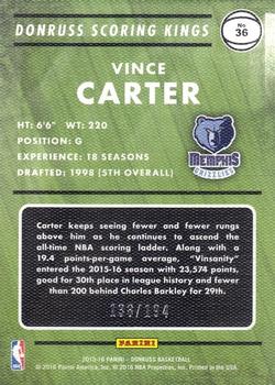 2015-16 Donruss - Scoring Kings Statline #36 Vince Carter Back