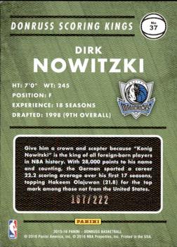2015-16 Donruss - Scoring Kings Statline #37 Dirk Nowitzki Back