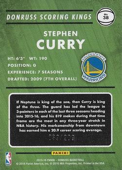 2015-16 Donruss - Scoring Kings Statline #38 Stephen Curry Back
