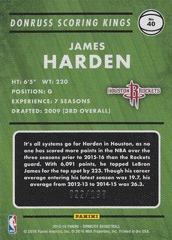 2015-16 Donruss - Scoring Kings Statline #40 James Harden Back