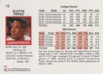 1992 Hoops 100 Superstars #16 Scottie Pippen Back