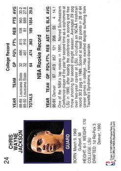 1992 Hoops 100 Superstars #24 Chris Jackson Back