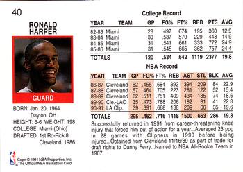 1992 Hoops 100 Superstars #40 Ron Harper Back