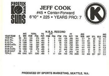 1987-88 Circle K Phoenix Suns #3 Jeff Cook Back