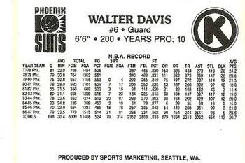 1987-88 Circle K Phoenix Suns #5 Walter Davis Back