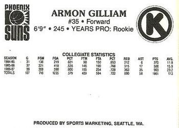 1987-88 Circle K Phoenix Suns #7 Armon Gilliam Back